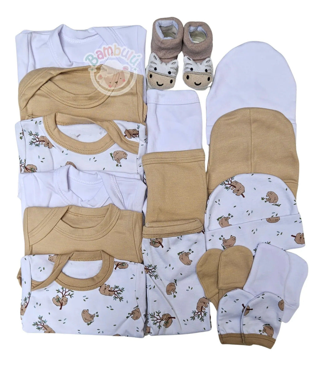 Pack Ajuar Bebe 100% Algodon 16 Piezas, Baby Shower