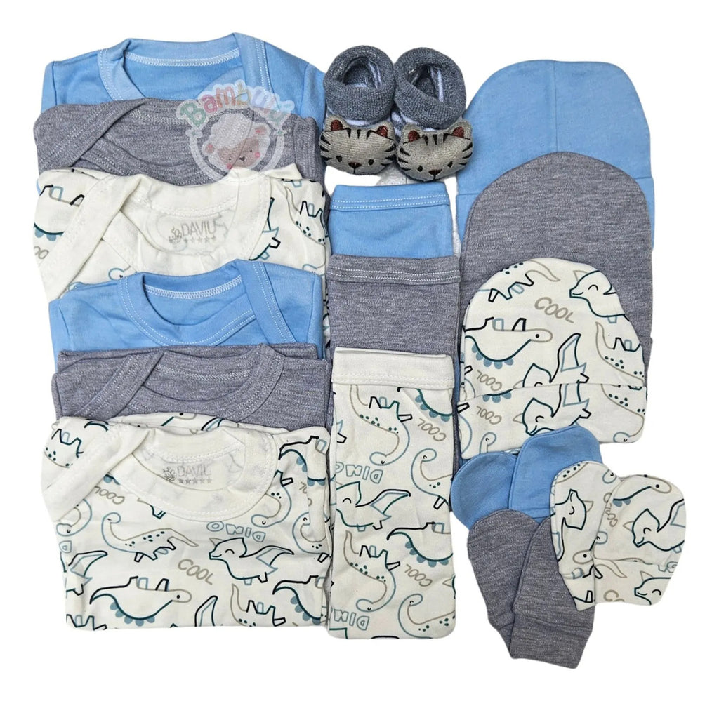 Pack Ajuar Bebe 100% Algodon 16 Piezas, Baby Shower