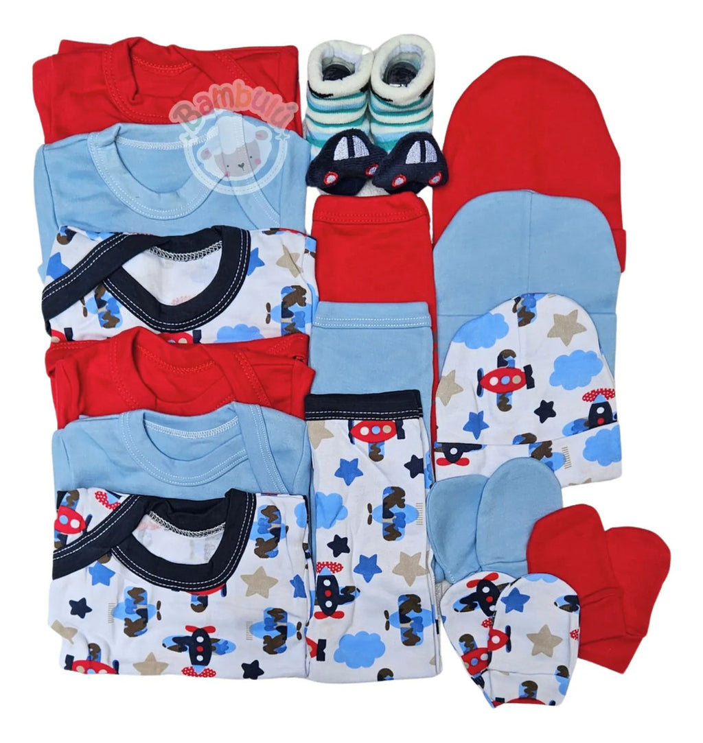 Pack Ajuar Bebe 100% Algodon 16 Piezas, Baby Shower