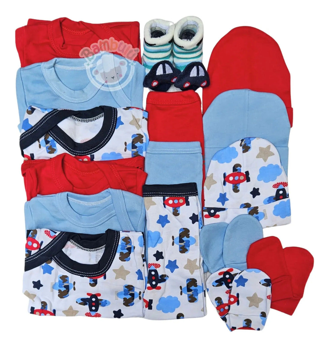 Pack Ajuar Bebe 100% Algodon 16 Piezas, Baby Shower