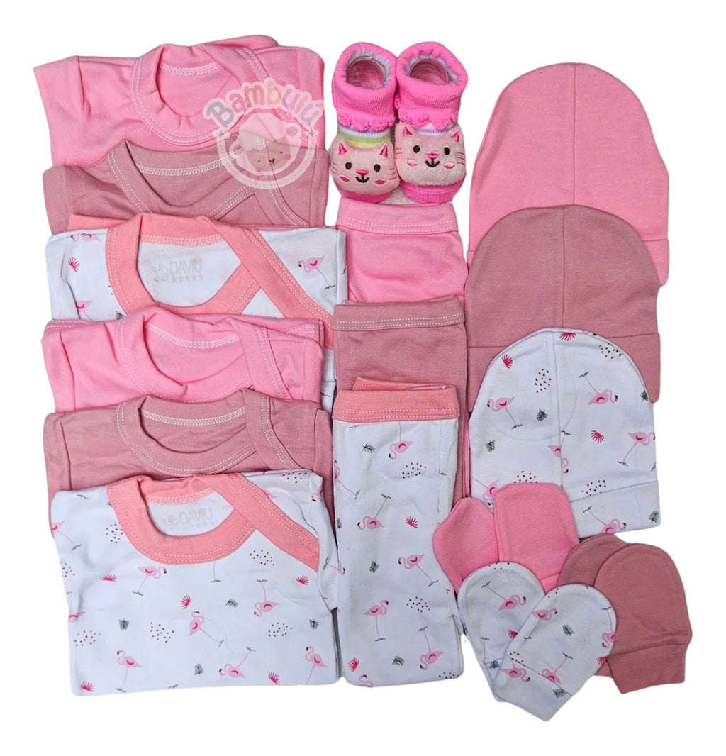 Pack Ajuar Bebe 100% Algodon 16 Piezas, Baby Shower