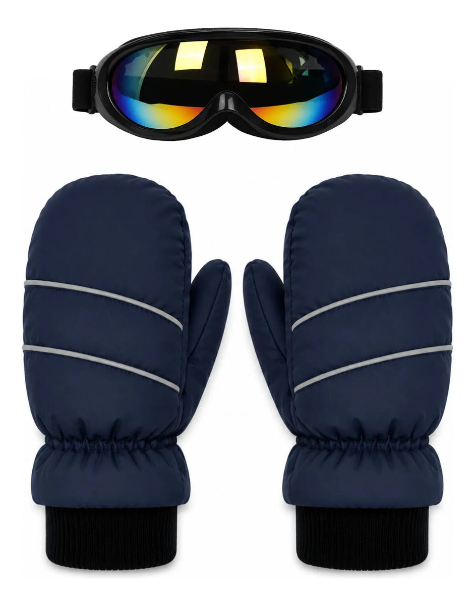 Guantes Mitones + Antiparras Para Nieve Niños De 1 A 5 Años