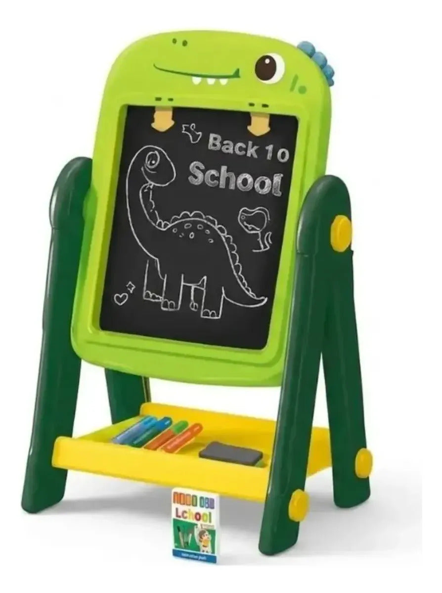 Pizarra Atril Infantil Diseño Dinosaurio Con Tizas Y Borrado