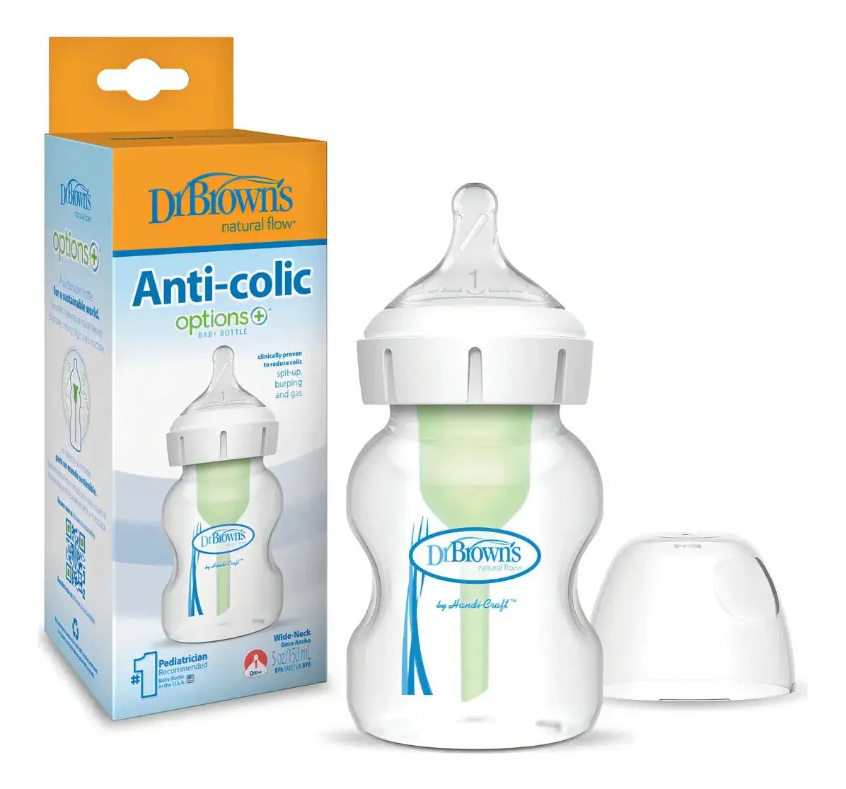 Mamadera Dr Brown's Boca Ancha Options+ 150ml Anticólicos