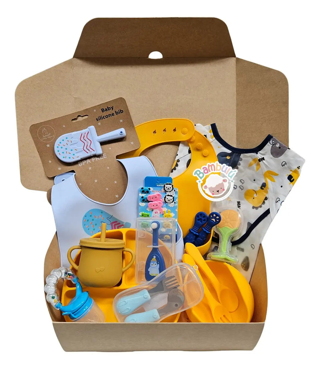 Kit de Alimentación para Bebé con Baberos y Mordedor · Amarillo