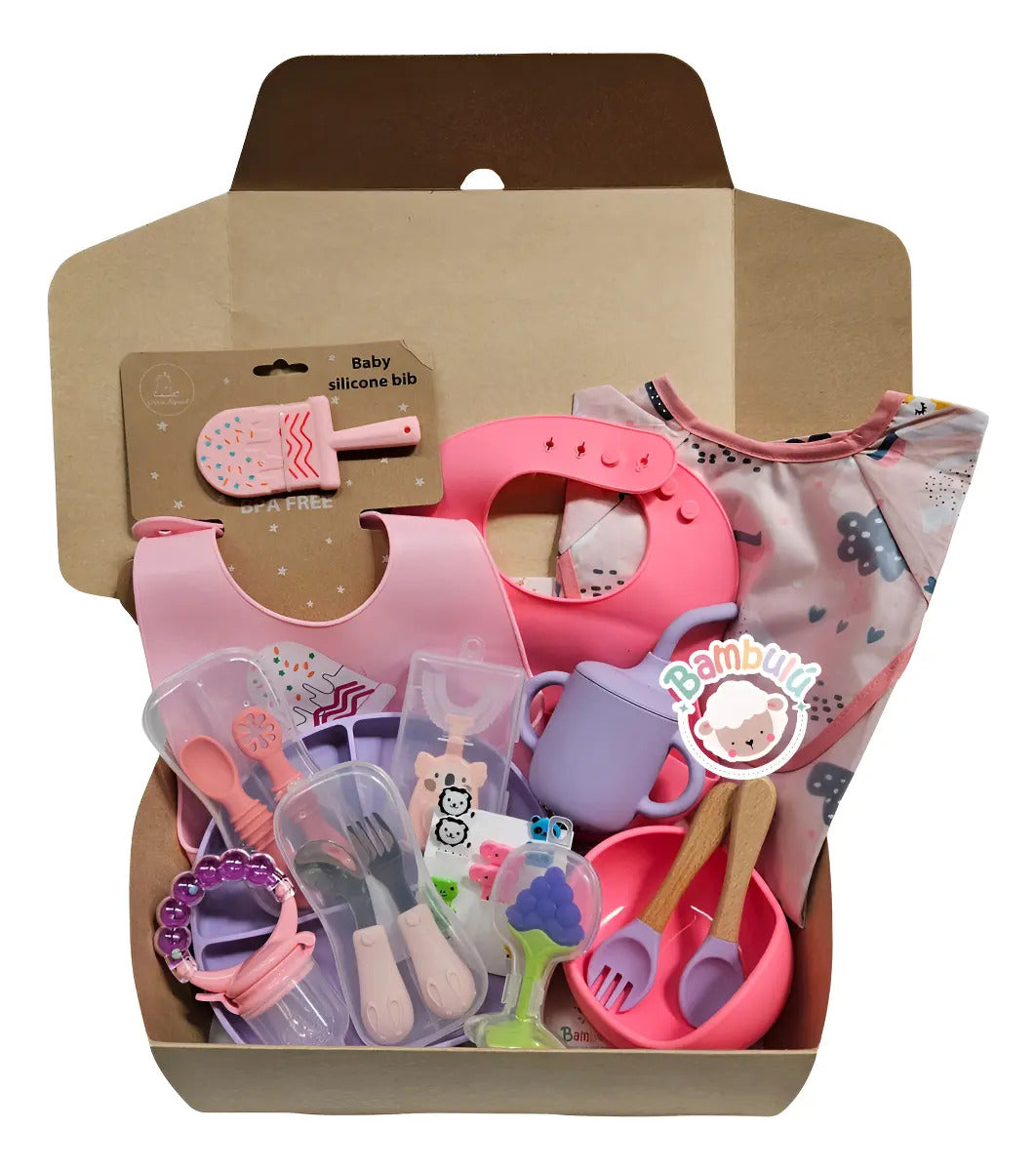 Kit de Alimentación para Bebé con Baberos y Mordedor · Lavanda