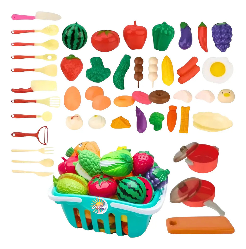 Canasto de frutas, verduras y accesorios de juguete ALI-0582