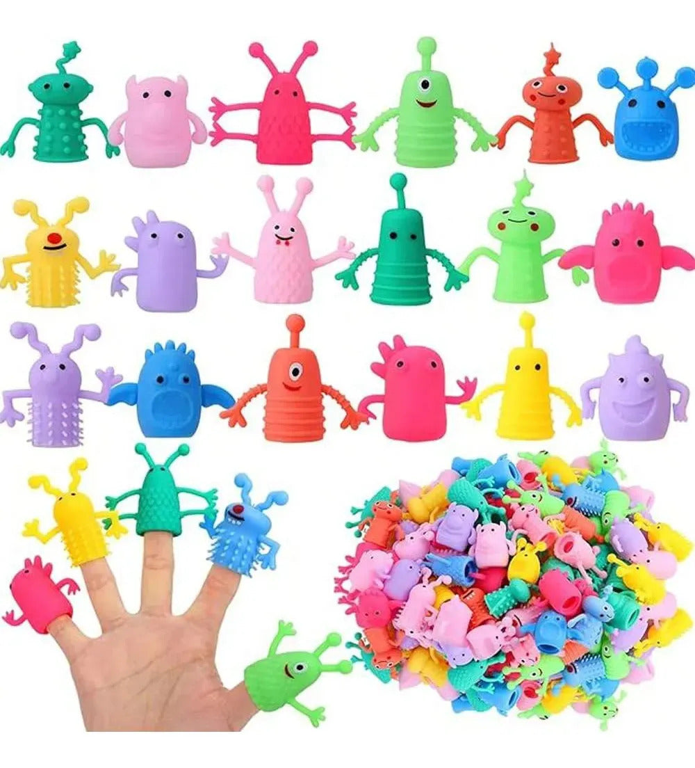 Pack 20 Titeres Dedos Sensoriales Silicona Antiestrés Niños