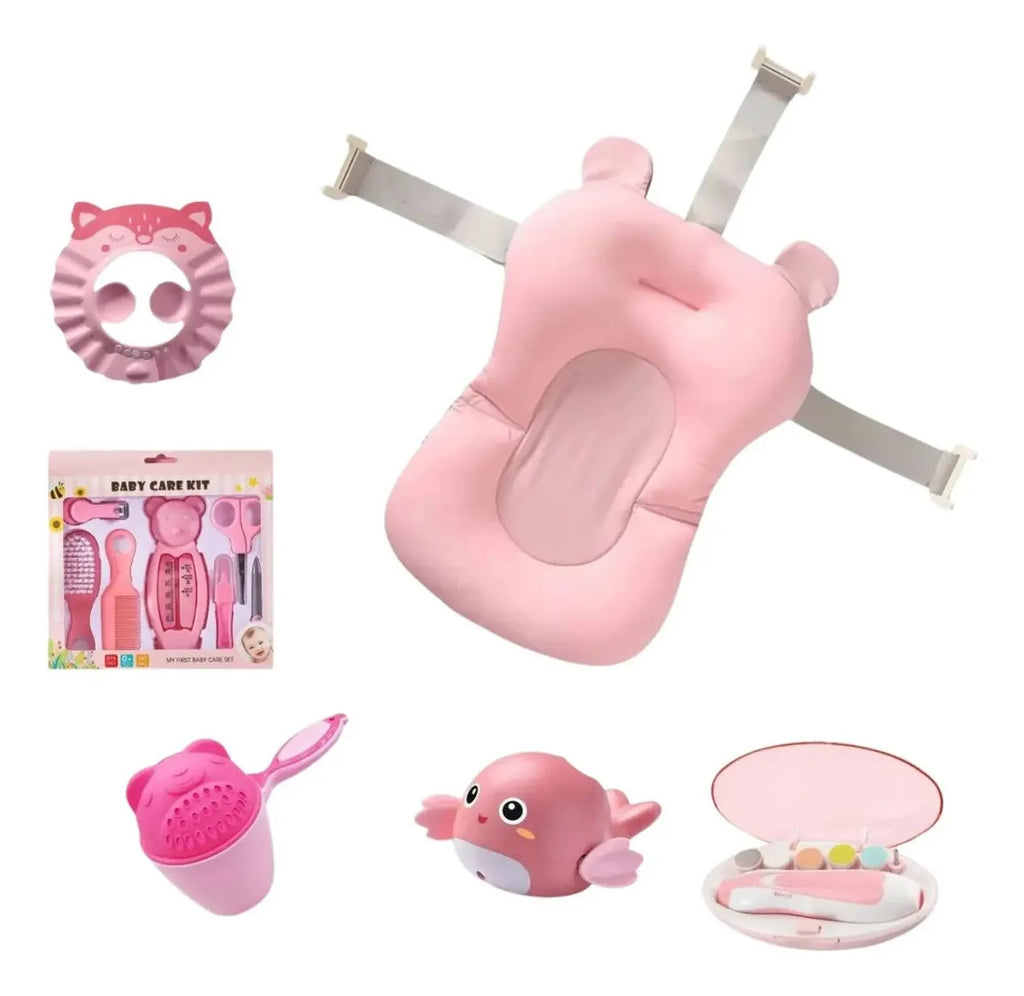 Kit De Accesorios Para Baño, De Bebé + Lima Eléctrica Rosa