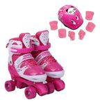 Patines roller con casco y protectores, rosa, talla M 34 a 37