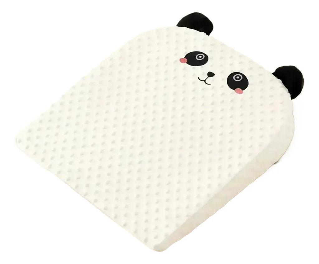 Cojín tipo cuña blanco con diseño de panda