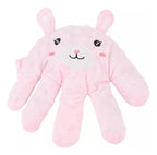 Peluche en forma de mano rosa con diseño de conejo