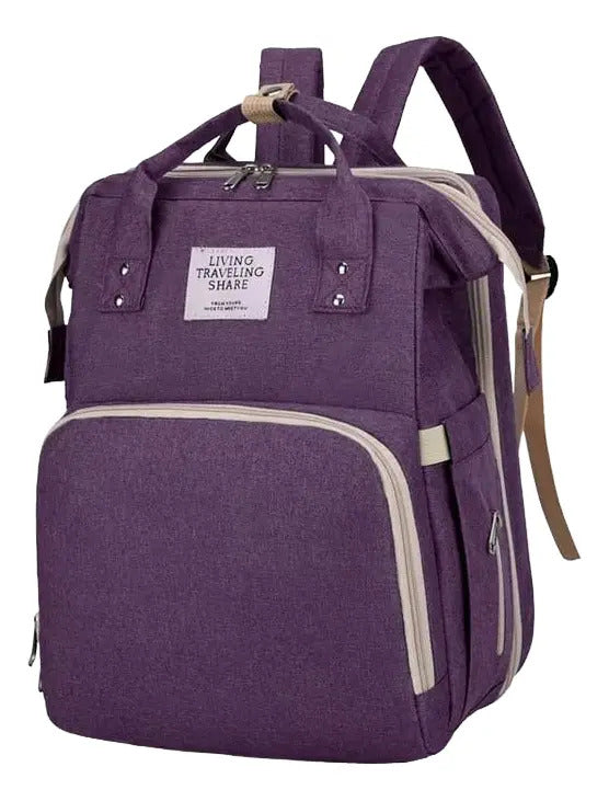 Violeta oscuro · Mochila Pañalera con Mudador Desplegable