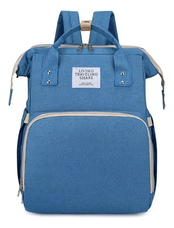 Azul · Mochila Pañalera con Mudador Desplegable