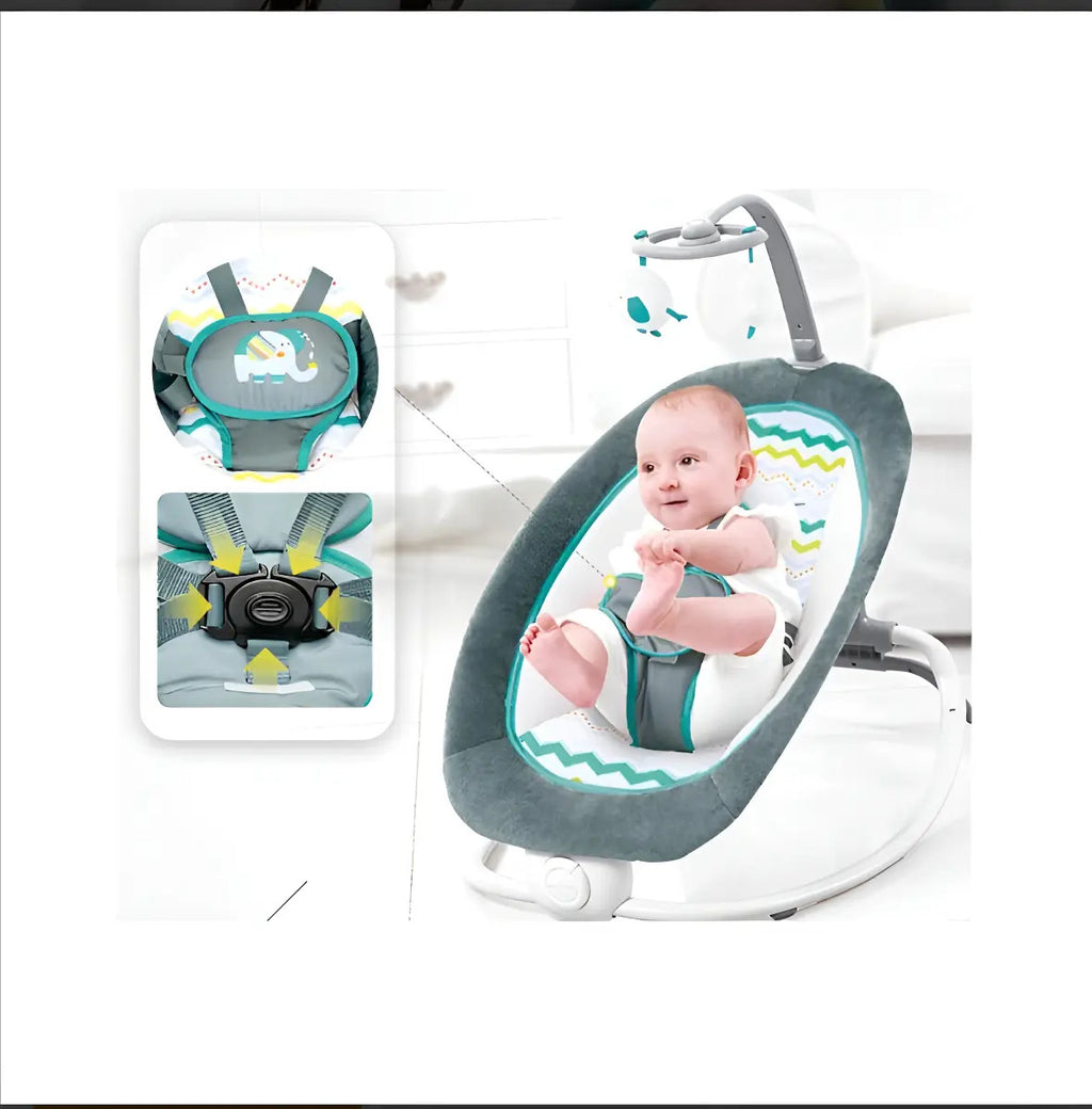 Silla Mecedora Nido Plegable con Barra de Juguetes