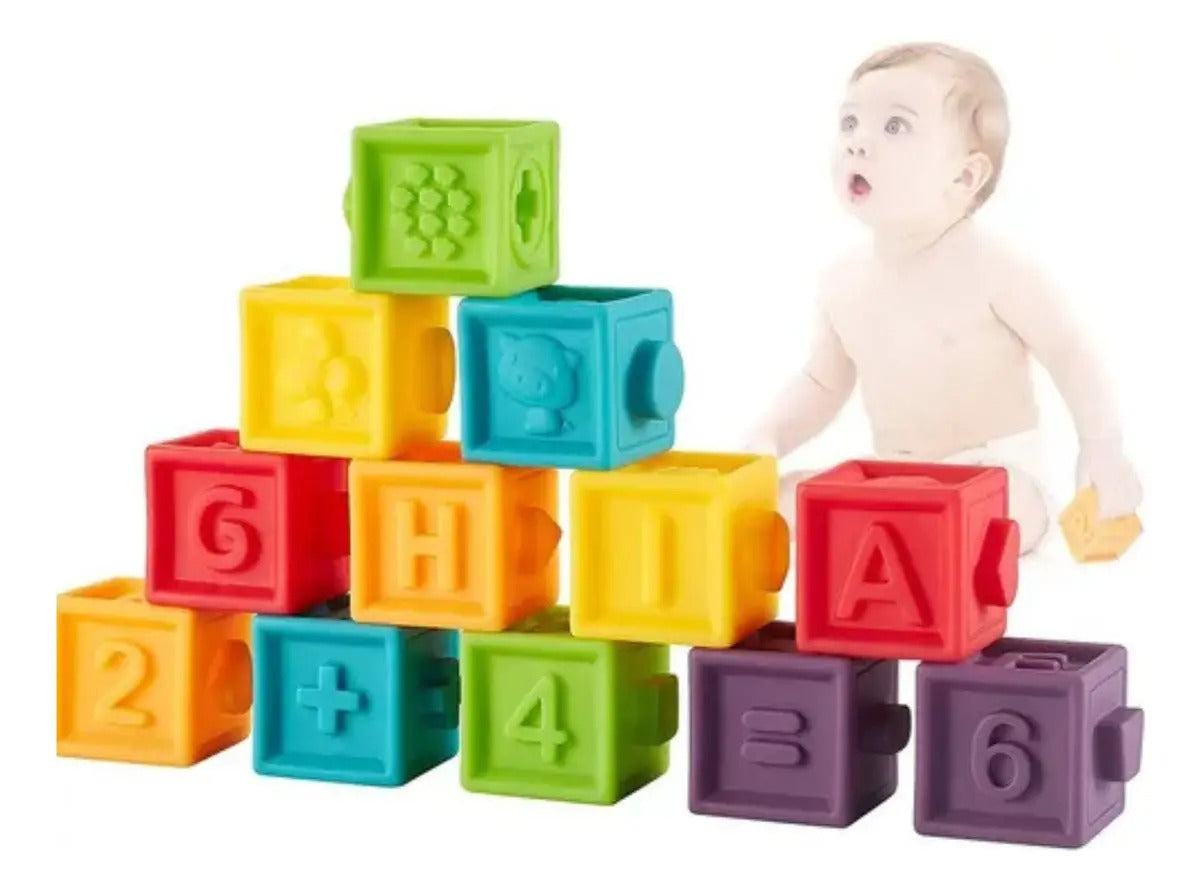 Set de 12 Cubos Blandos de Encaje con Números