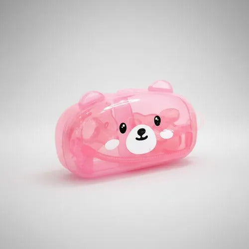 Set de dos chupetes y una caja de osito, variante rosa