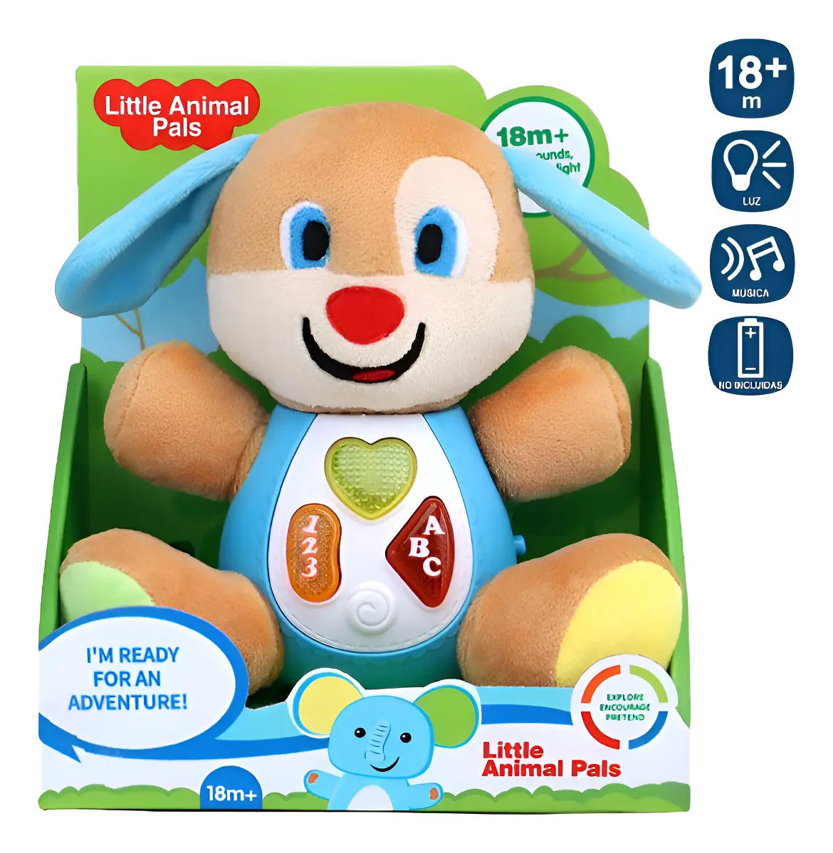 Peluche perro con luz y música