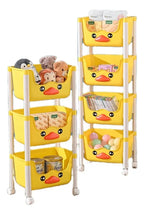 Estante organizador infantil de cuatro niveles amarillo