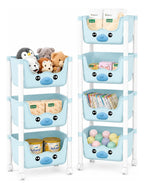 Estante organizador infantil de cuatro niveles celeste
