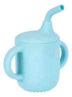 Vaso de silicona con bombilla y asas celeste