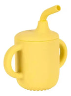 Vaso de silicona con bombilla y asas amarillo