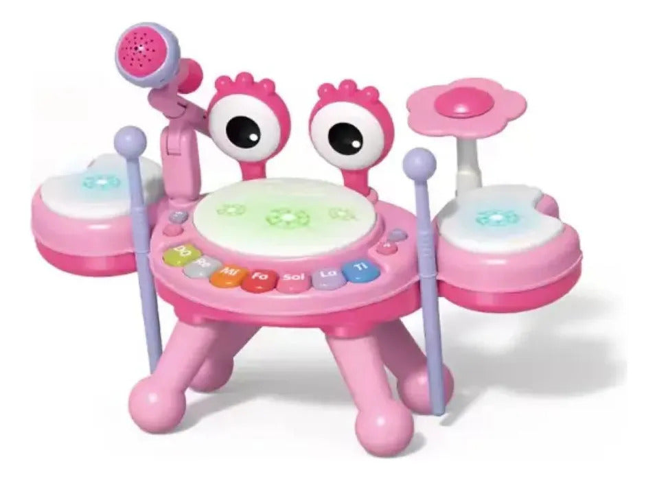 Tambor musical de juguete cangrejo rosa