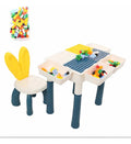 Mesa y silla infantil con bloques de construcción