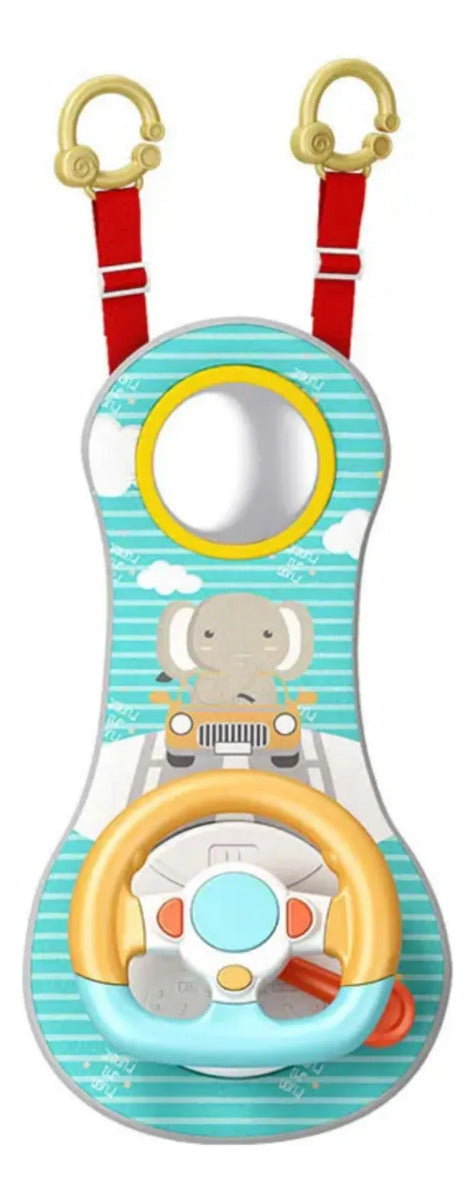 Volante de juguete interactivo con diseño elefante celeste