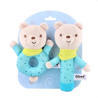 Par de sonajeros de peluche celeste para bebé