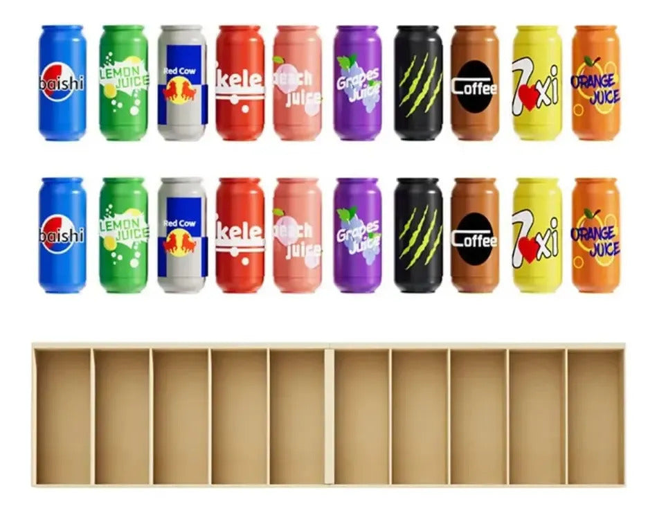 Juego de adivinanzas con organizador y veinte latas de madera