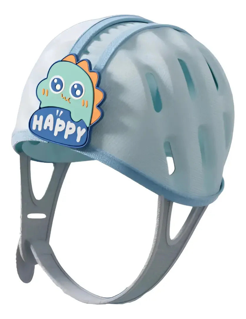 Casco acolchado ajustable para bebé celeste