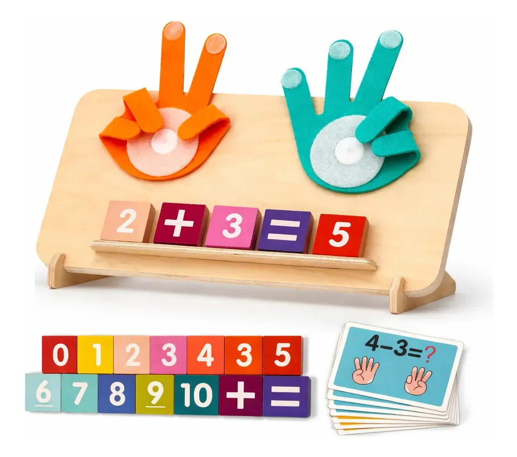 Tablero didáctico para aprender matemáticas con manitos