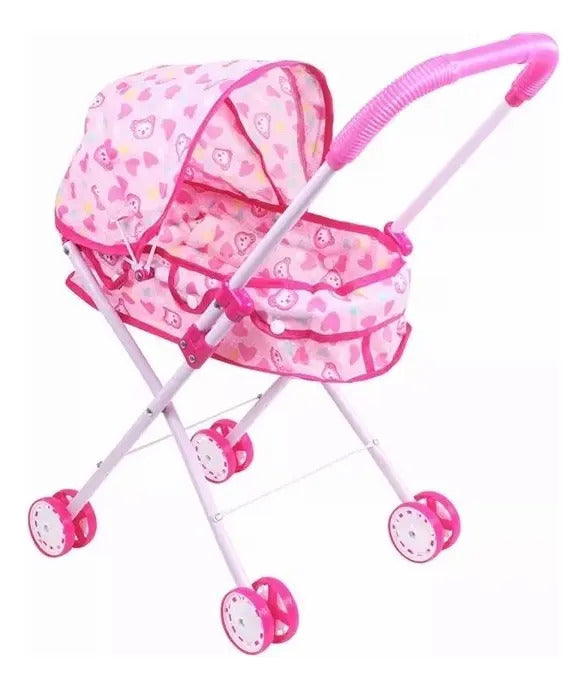 Coche cuna metálico de juguete para muñecas