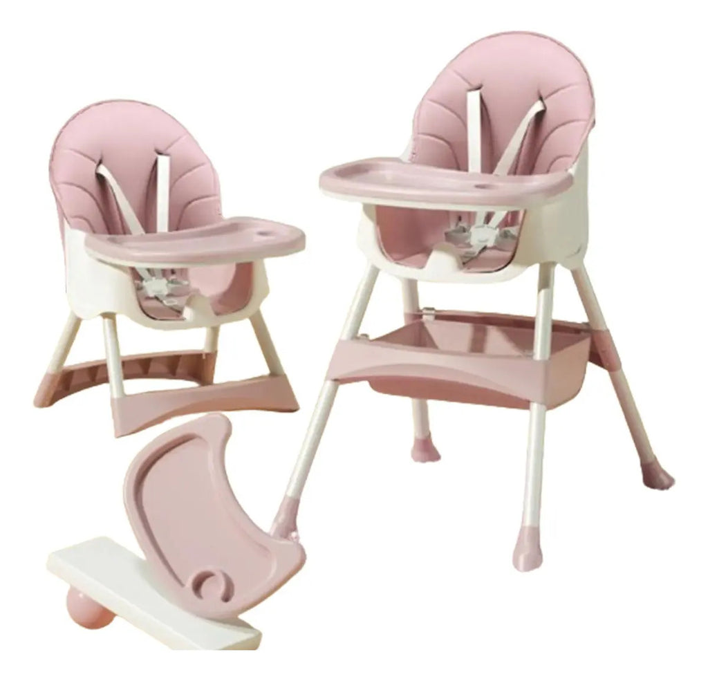 Silla de comer dos en uno para bebé rosa
