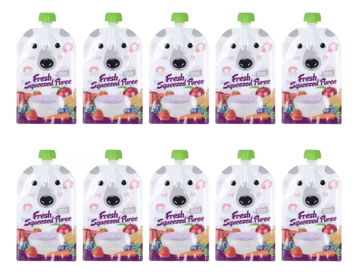 Set de diez bolsas de doscientos mililitros para colados con tapas