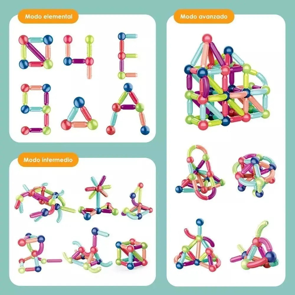 Formas de construcción del set de varillas magnéticas