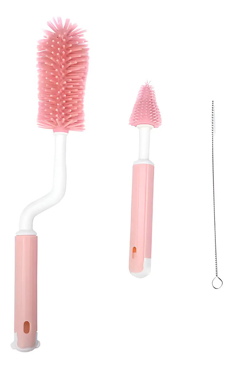 Kit De Cepillos Limpia Mamadera 3 Piezas, Silicona Bebe