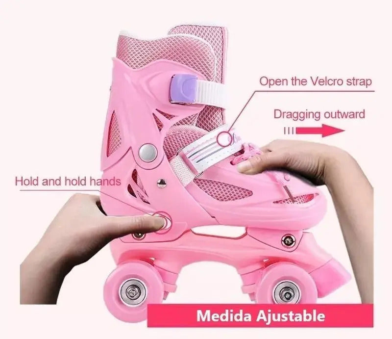 Patines Roller 4 Ruedas + Kit De Protección Casco