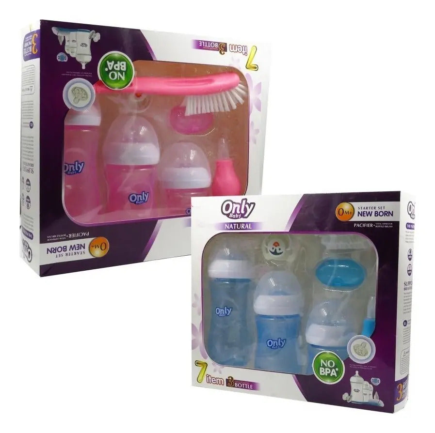 Set De 3 Mamaderas Kit Chupete Limpia Nariz Para Bebes