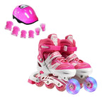 Patines Lineales Ajustables Con Luz + Kit Protección