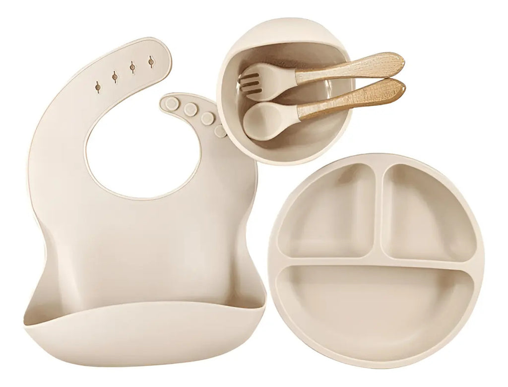 Kit De Alimentación De Silicona Bebe, Plato Babero