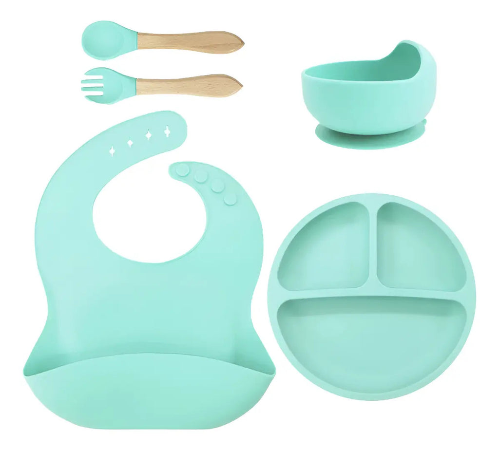 Kit De Alimentación De Silicona Bebe, Plato Babero