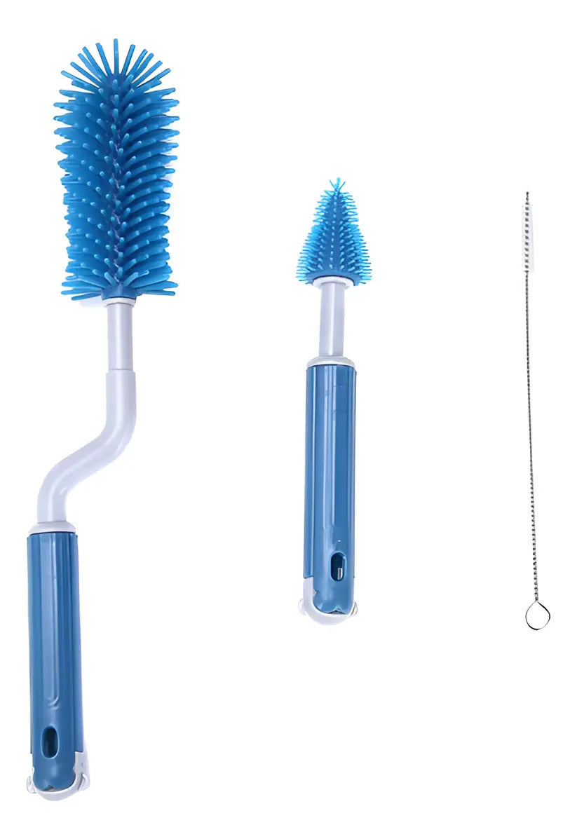 Kit De Cepillos Limpia Mamadera 3 Piezas, Silicona Bebe