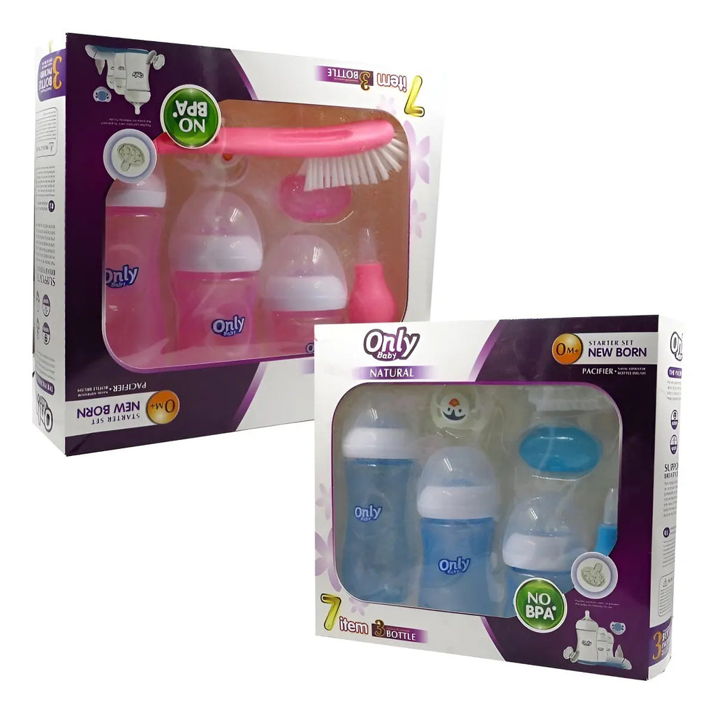 Set De 3 Mamaderas Kit Chupete Limpia Nariz Para Bebes