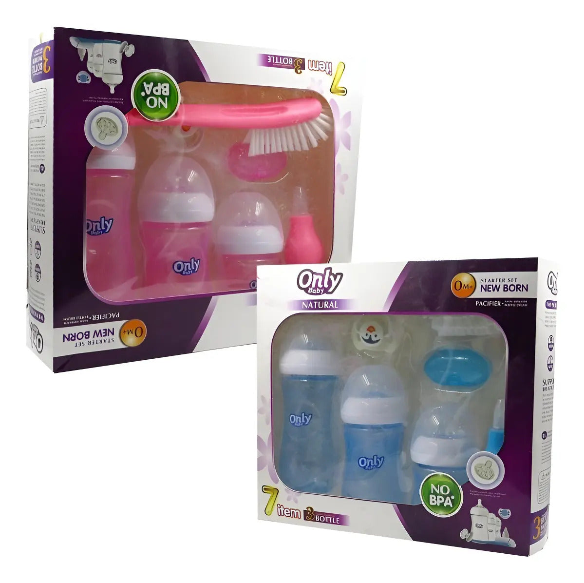 Set De 3 Mamaderas Kit Chupete Limpia Nariz Para Bebes