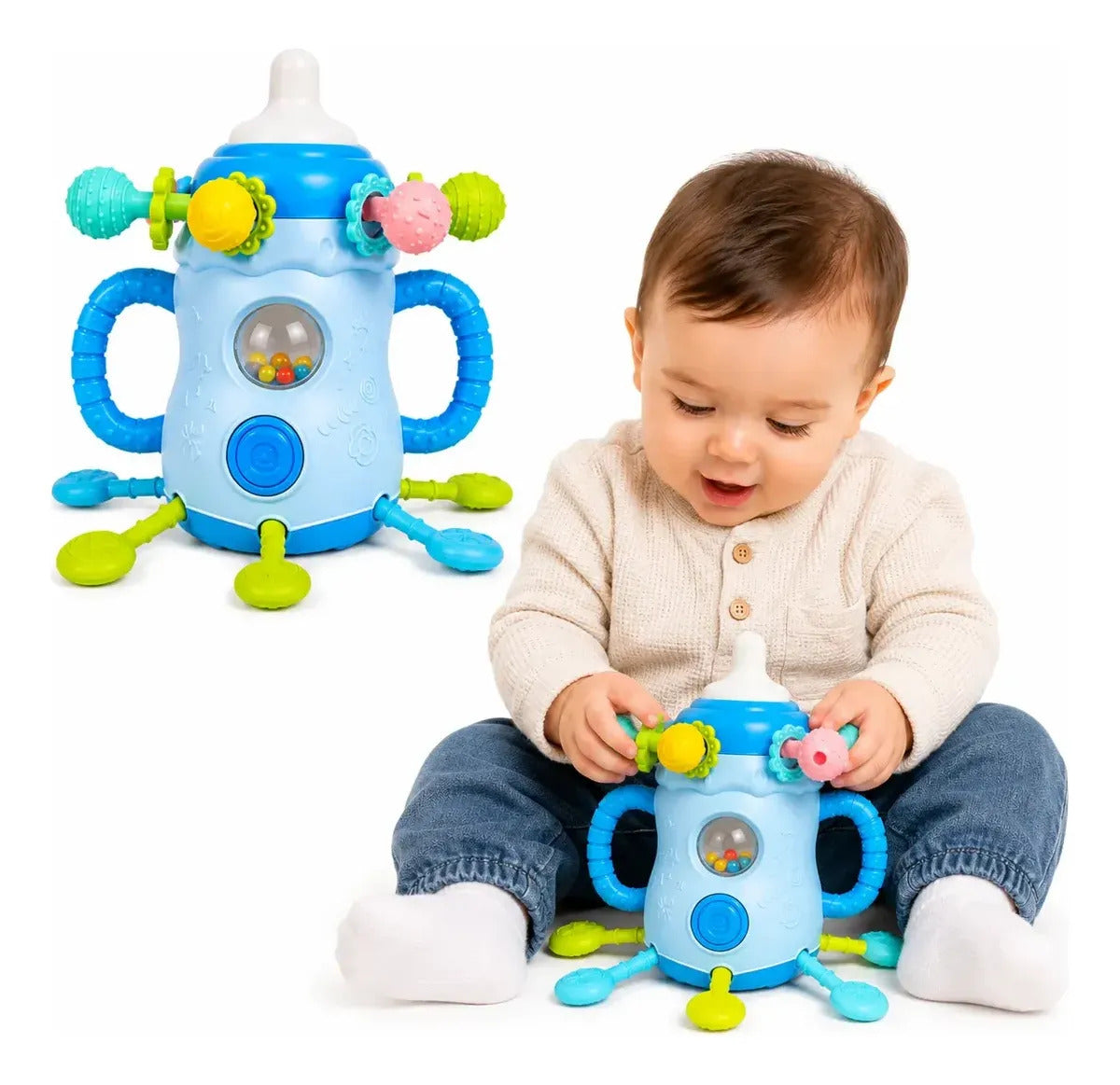 Juguete Mordedor Sonajero Mamadera Sensorial Para Bebés