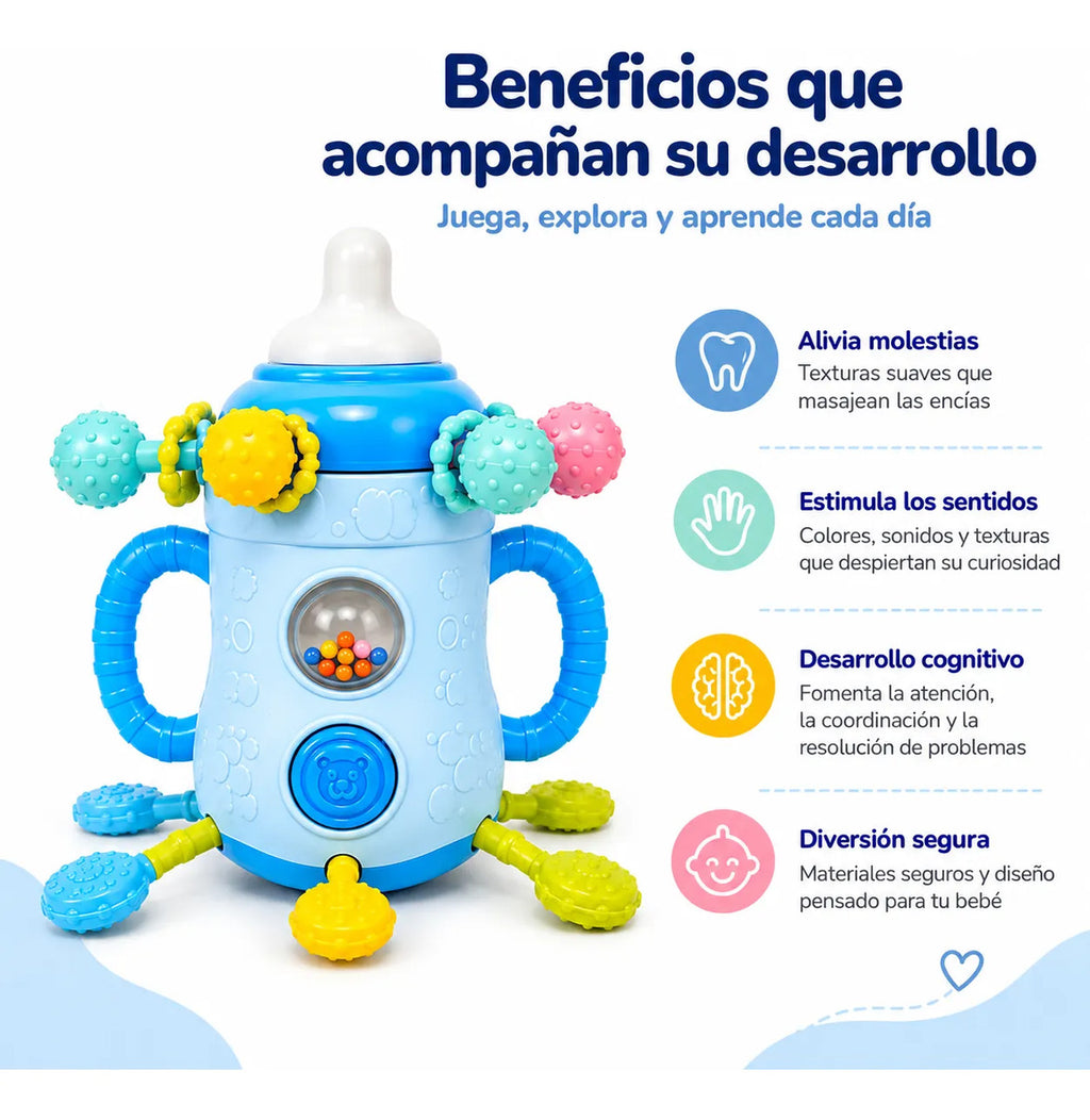 Juguete Mordedor Sonajero Mamadera Sensorial Para Bebés