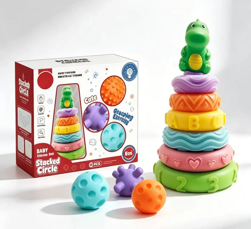 Kit Juguetes Sensoriales Bebe , Torre Silicona + Pelotas Gav