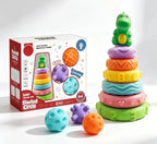 Kit Juguetes Sensoriales Bebe , Torre Silicona + Pelotas Gav